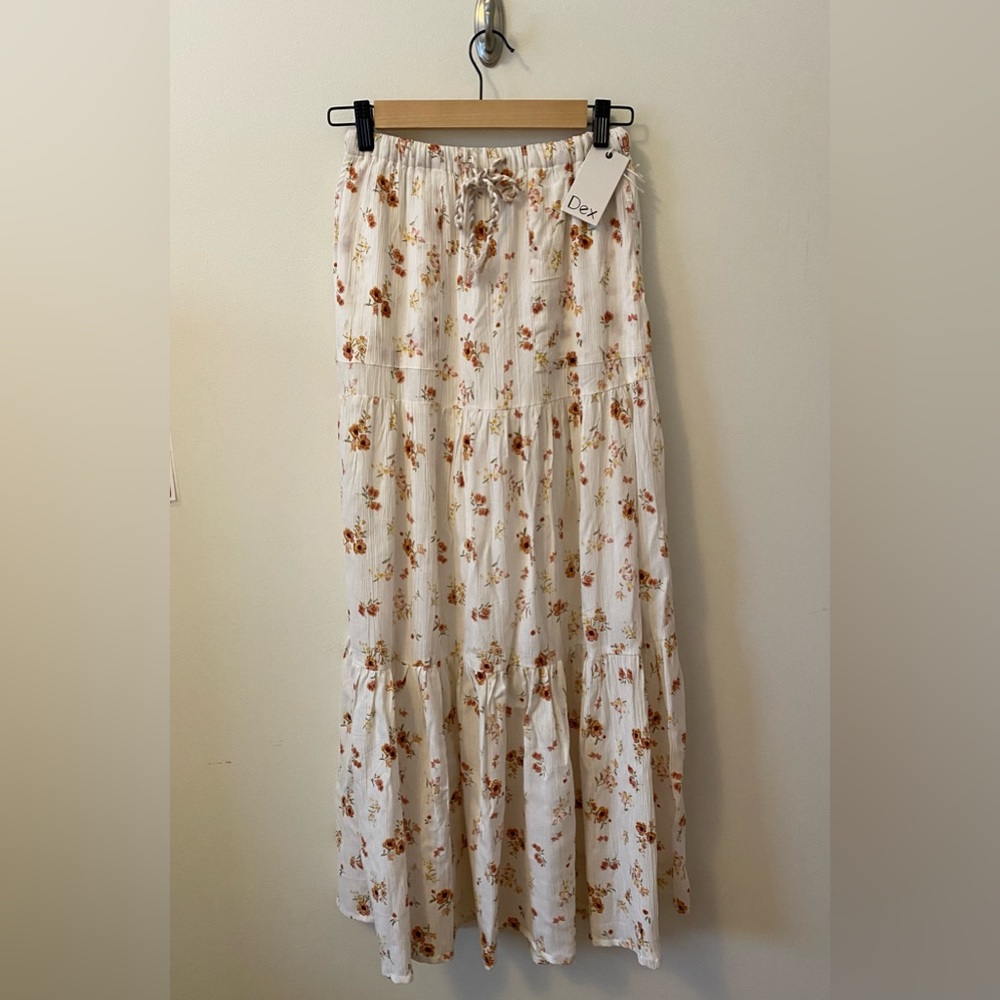 #108 - Dex Tiered Maxi Skirt Romantic Pink Floral - Size XS